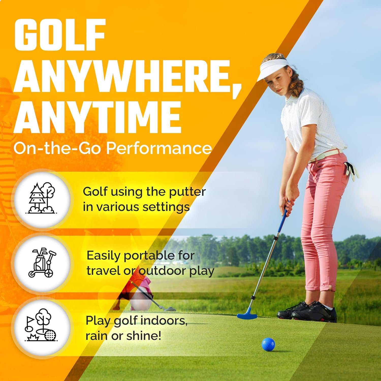 Kids Putter - Extendable Shaft for Junior Golfers - Adjustable Size for Right and Left Hand - Perfect Training Club for Kids - Includes 3 Balls, Cup with Flag 2 Kids Putter - Extendable Shaft for Junior Golfers - Adjustable Size for Right and Left Hand - Perfect Training Club for Kids - Includes 3 Balls, Cup with Flag - Image 2