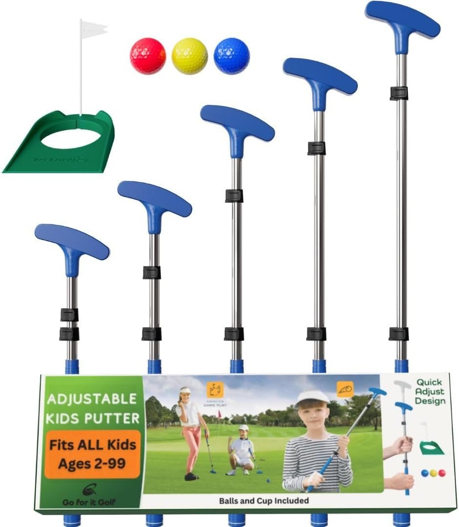 Kids Putter - Extendable Shaft for Junior Golfers - Adjustable Size for Right and Left Hand - Perfect Training Club for Kids - Includes 3 Balls, Cup with Flag 1 Kids Putter - Extendable Shaft for Junior Golfers - Adjustable Size for Right and Left Hand - Perfect Training Club for Kids - Includes 3 Balls, Cup with Flag