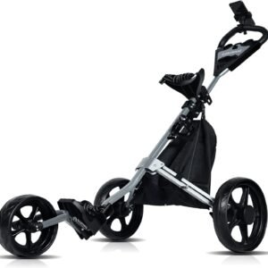Lakehood Golf Push Cart, Golf Pull Cart for Golf Clubs and Golf Bag, Golf Push Carts Three Wheel Easy to Folding Scorecard Holder with Mobile Phone Holder Storage Bag Golf Carts
