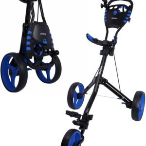 MacGregor Golf VIP 3 Wheel Golf Push Pull Cart - Foldable Lightweight Design with Foot Brake, Umbrella Holder and Drinks Holder