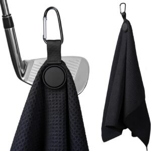 Magnetic Golf Towel, 23.6"x15.7" Large Size Golf Cleaning Towel, Premium Ultra-Absorbent Microfiber Golf Towel for Golf Bags, Carts and Clubs, Waffle Weave Pattern, Fast-Drying, Easy-Clean