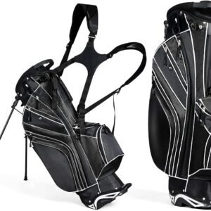 Mayjooy Golf Stand Bag, Portable Carry Golf Bag w/Ergonomic Dual Straps & 6 Way Top Divider, Lightweight Carry Organizer Pocket w/Umbrella Ring, Ideal for Men & Women
