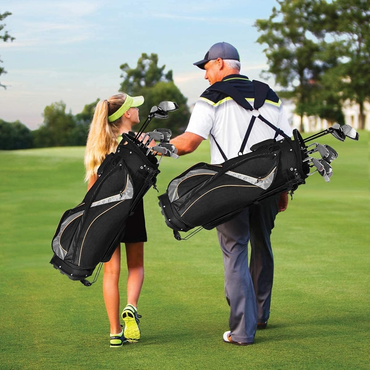 Mayjooy Golf Stand Bag, Portable Golf Bag w/8 Way Dividers, Organized Easy-Storage Stand Bag w/Durable Fabric,Black 2 Mayjooy Golf Stand Bag, Portable Golf Bag w/8 Way Dividers, Organized Easy-Storage Stand Bag w/Durable Fabric,Black - Image 2