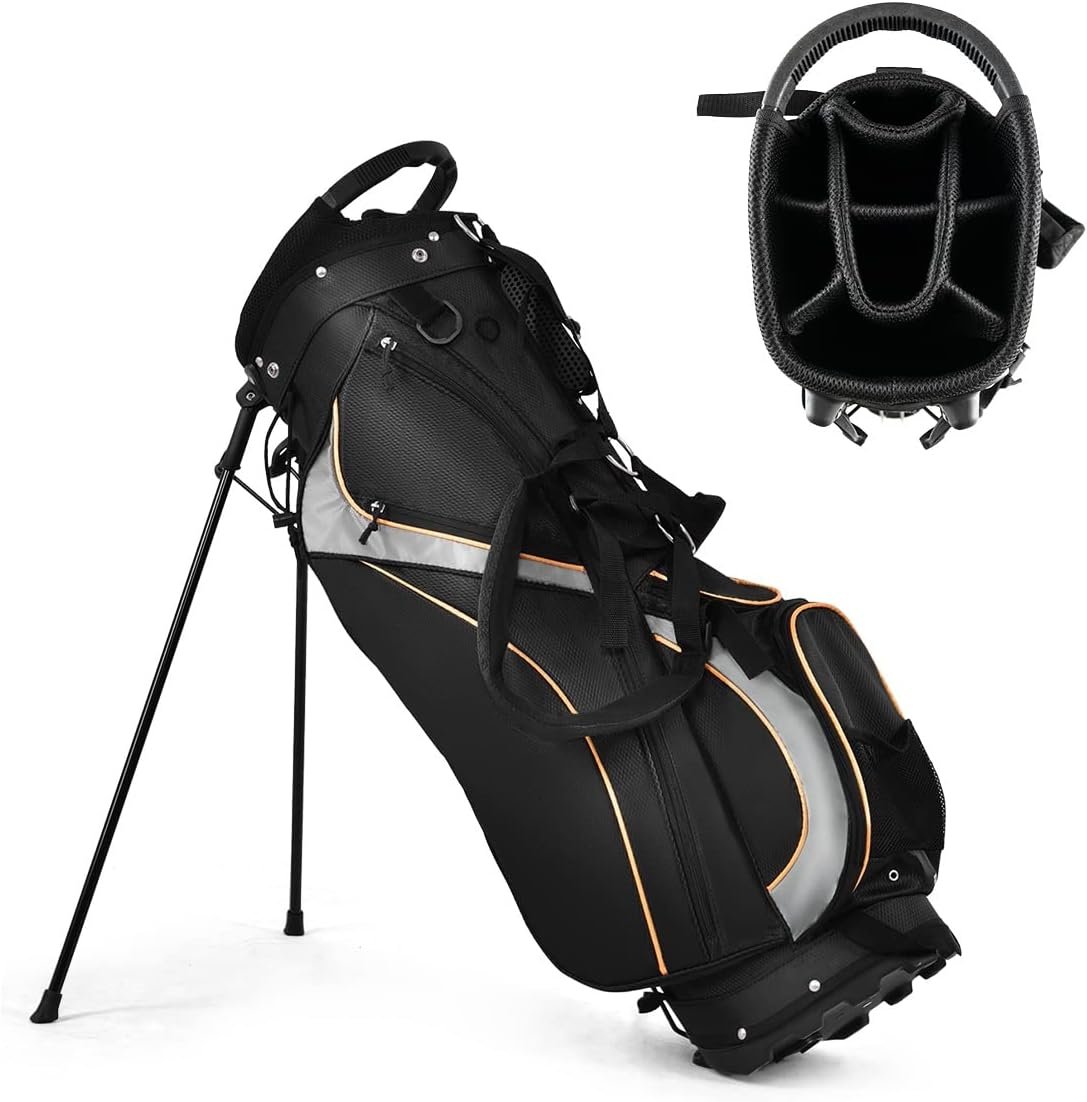 Mayjooy Golf Stand Bag, Portable Golf Bag w/8 Way Dividers, Organized Easy-Storage Stand Bag w/Durable Fabric,Black 1 Mayjooy Golf Stand Bag, Portable Golf Bag w/8 Way Dividers, Organized Easy-Storage Stand Bag w/Durable Fabric,Black