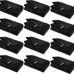 Meanplan 12 Pcs Microfiber Fabric Golf Towel 16 x 23 Inch Tri Fold Towels for Golf Bags with Heavy Duty Clip Waffle Pattern Towel for Men Women Club Gifts