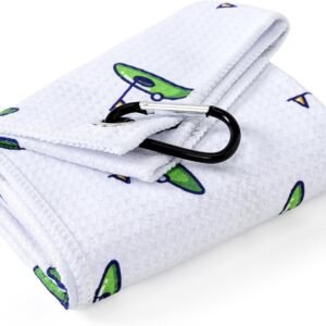 Mile High Life Golf Towel(16"x24"), Fun Prints Microfiber Towels, Waffle Fabric Large Golf Towel, with Heavy Duty Clip, Golf Bag Accessories for Men and Women