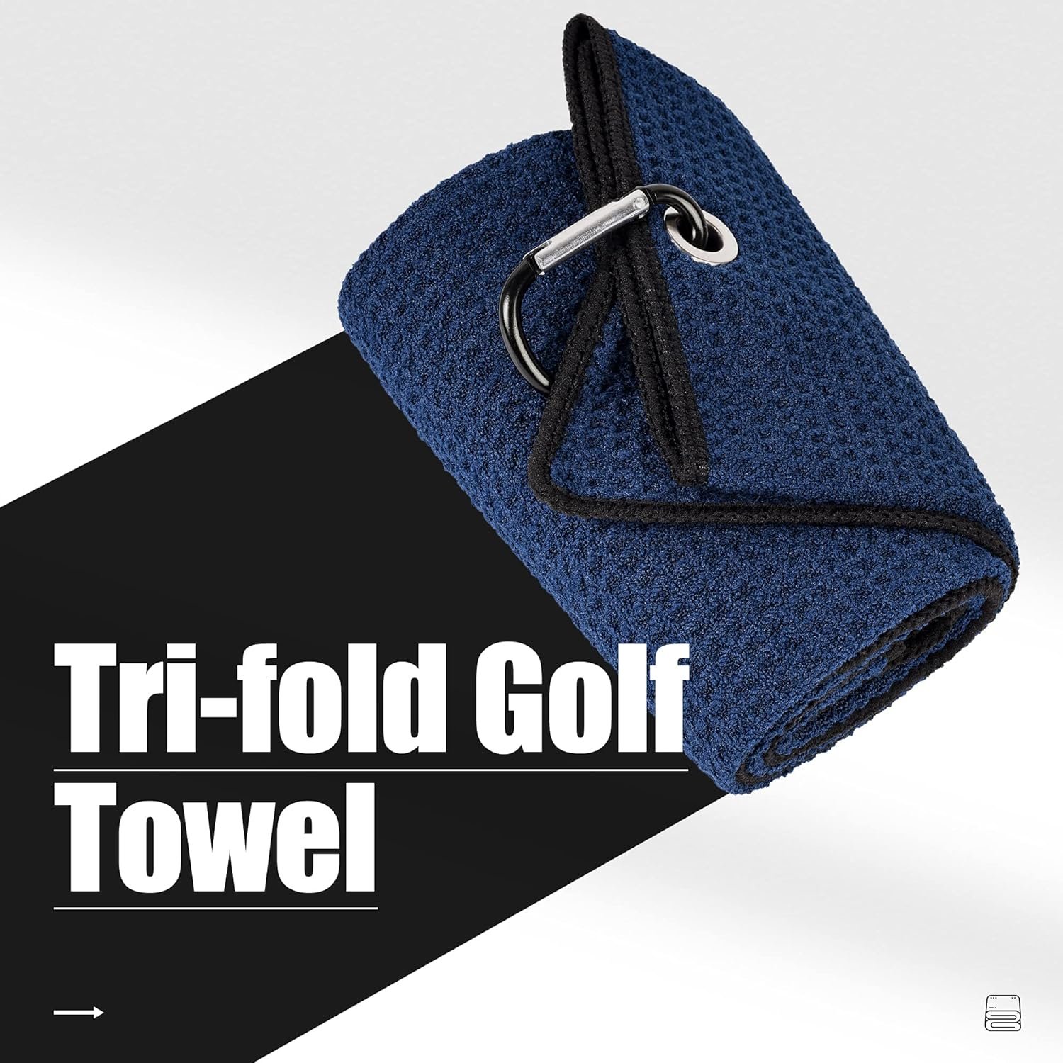 Mile High Life Tri-fold Golf Towel | Premium Microfiber Fabric | Waffle Pattern | with Heavy Duty Carabiner Clip | Golf Towel for Men and Women (NavyGolf Towel) 2 Mile High Life Tri-fold Golf Towel | Premium Microfiber Fabric | Waffle Pattern | with Heavy Duty Carabiner Clip | Golf Towel for Men and Women (NavyGolf Towel) - Image 2