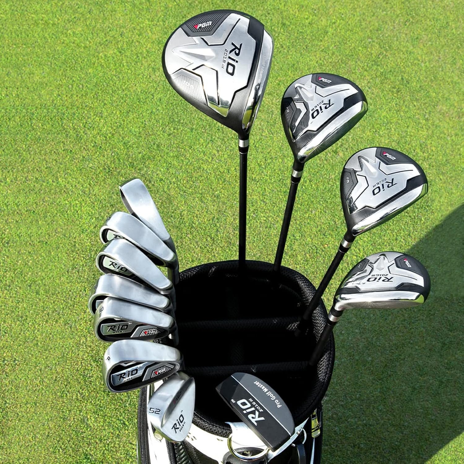 PGM Men's Complete Golf Club Sets - 12 Pieces - 3 Wood (#1,3,5), 1 Hybrid (#4H), 6 Irons(#5,6,7,8,9,PW), 1 Sand Wedge (52°), 1 Putter - Golf Stand Bag - Titanium Club Head, Graptlite Shaft 2 PGM Men's Complete Golf Club Sets - 12 Pieces - 3 Wood (#1,3,5), 1 Hybrid (#4H), 6 Irons(#5,6,7,8,9,PW), 1 Sand Wedge (52°), 1 Putter - Golf Stand Bag - Titanium Club Head, Graptlite Shaft - Image 2