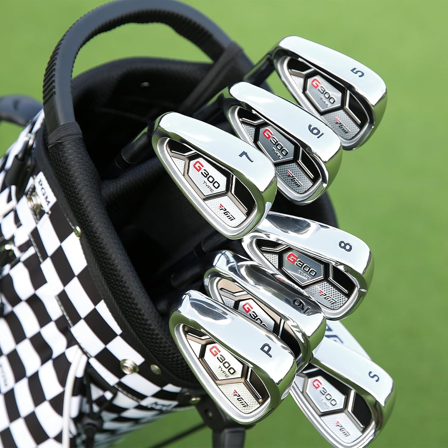 PGM Men's G300 Type 9/12 Pieces Complete Golf Club Set - Titanium #1 Driver, Draw-Biased Hybrid, High-Strength Stainless Steel Iron Set, High Forgiveness Putter, with Stand Bag 2 PGM Men's G300 Type 9/12 Pieces Complete Golf Club Set - Titanium #1 Driver, Draw-Biased Hybrid, High-Strength Stainless Steel Iron Set, High Forgiveness Putter, with Stand Bag - Image 2