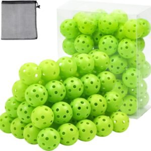 Plastic Golf Balls Practice Limited Flight Golf Training Ball Hollow Swing Practice Indoor Golf Balls with Mesh Drawstring Bag for Backyard Driving Range or Outdoor