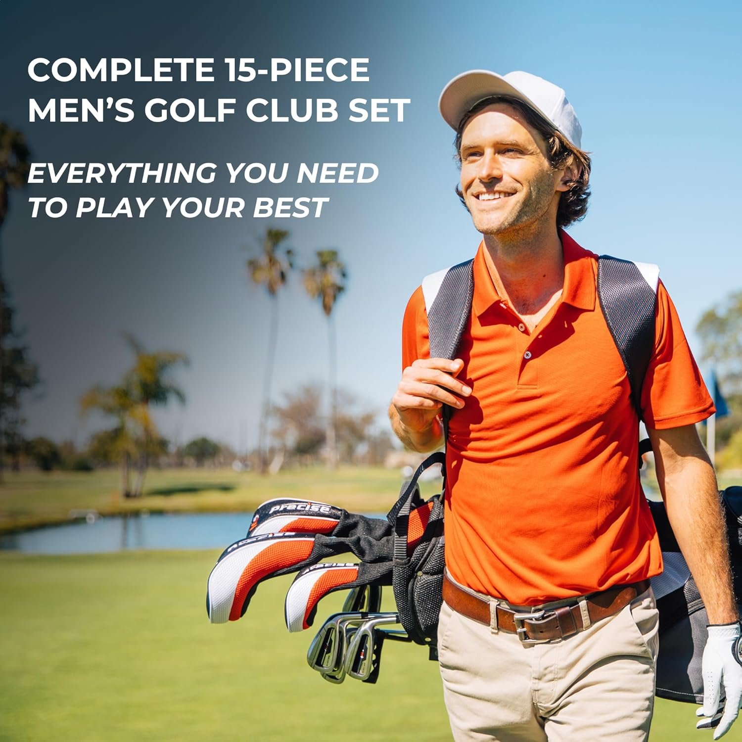 Precise M5 Men's Complete Golf Clubs Package Set Includes Titanium Driver, S.S. Fairway, S.S. Hybrid, S.S. 5-PW Irons, Putter, Stand Bag, 3 H/C's 2 Precise M5 Men's Complete Golf Clubs Package Set Includes Titanium Driver, S.S. Fairway, S.S. Hybrid, S.S. 5-PW Irons, Putter, Stand Bag, 3 H/C's - Image 2