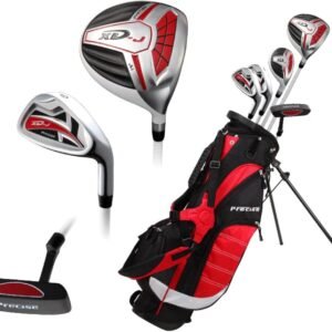 Precise XD-J Junior Golf Clubs Set – Right & Left Hand Options – Kids Golf Clubs for Ages 3-5, 6-8, 9-12 – Lightweight Graphite Shafts, Hybrid Club, Stand Bag – Boys & Girls Golf Set