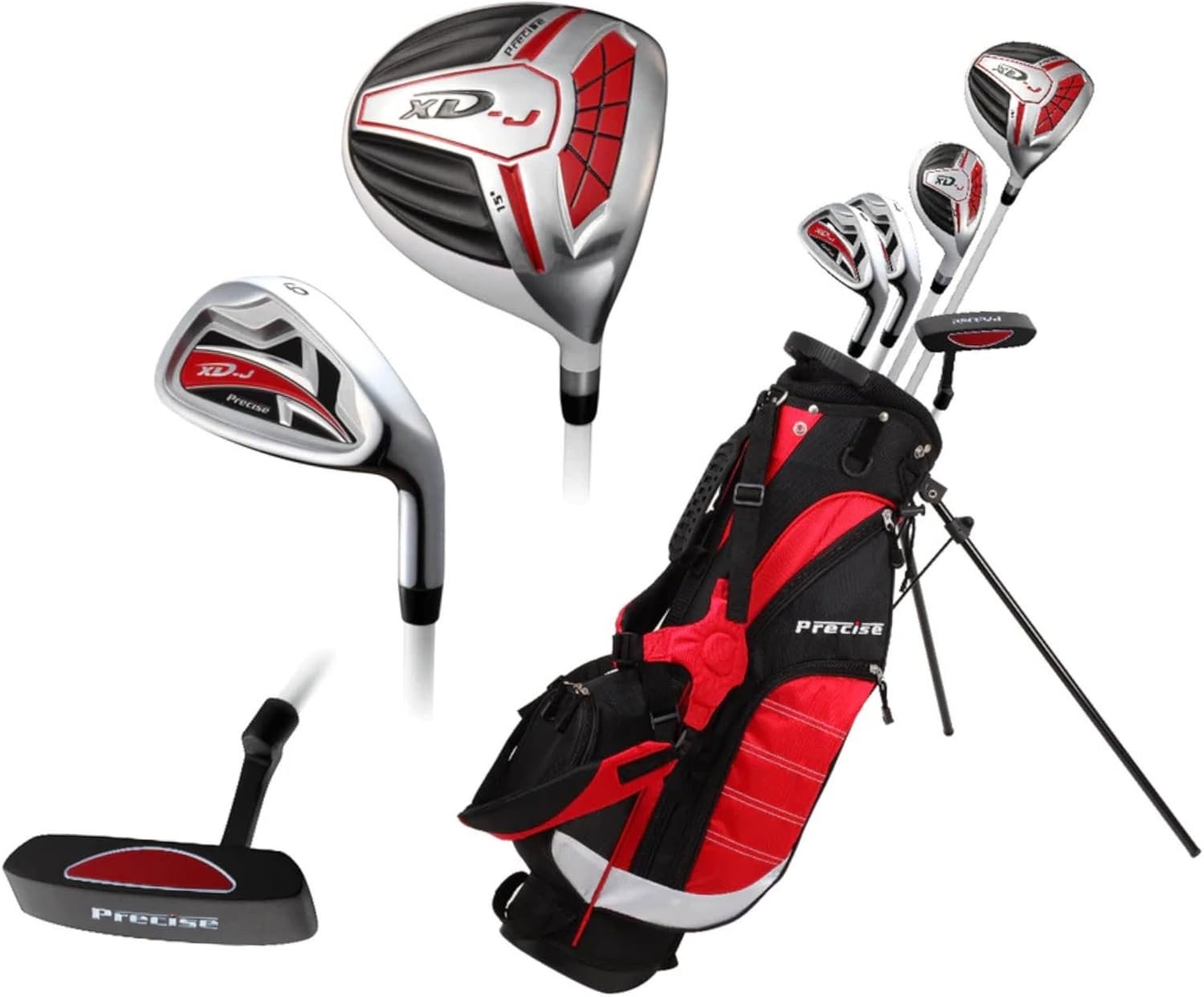 Precise XD-J Junior Golf Clubs Set – Right & Left Hand Options – Kids Golf Clubs for Ages 3-5, 6-8, 9-12 – Lightweight Graphite Shafts, Hybrid Club, Stand Bag – Boys & Girls Golf Set 1 Precise XD-J Junior Golf Clubs Set – Right & Left Hand Options – Kids Golf Clubs for Ages 3-5, 6-8, 9-12 – Lightweight Graphite Shafts, Hybrid Club, Stand Bag – Boys & Girls Golf Set