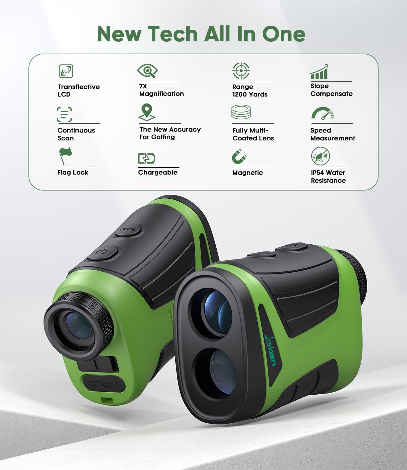 Pro Laser Golf Rangefinder with Slope Magnetic 1200 Yards 7X Magnification Flag Pole Locking Rechargeable Range Finder Golf Accessories Gifts for Men 2 Pro Laser Golf Rangefinder with Slope Magnetic 1200 Yards 7X Magnification Flag Pole Locking Rechargeable Range Finder Golf Accessories Gifts for Men - Image 2