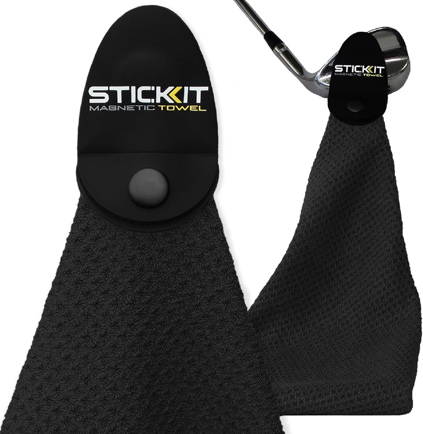 STICKIT Magnetic Towel, Black | Top-Tier Microfiber Golf Towel with Deep Waffle Pockets | Industrial Strength Magnet for Strong Hold to Golf Carts or Clubs 1 STICKIT Magnetic Towel, Black | Top-Tier Microfiber Golf Towel with Deep Waffle Pockets | Industrial Strength Magnet for Strong Hold to Golf Carts or Clubs
