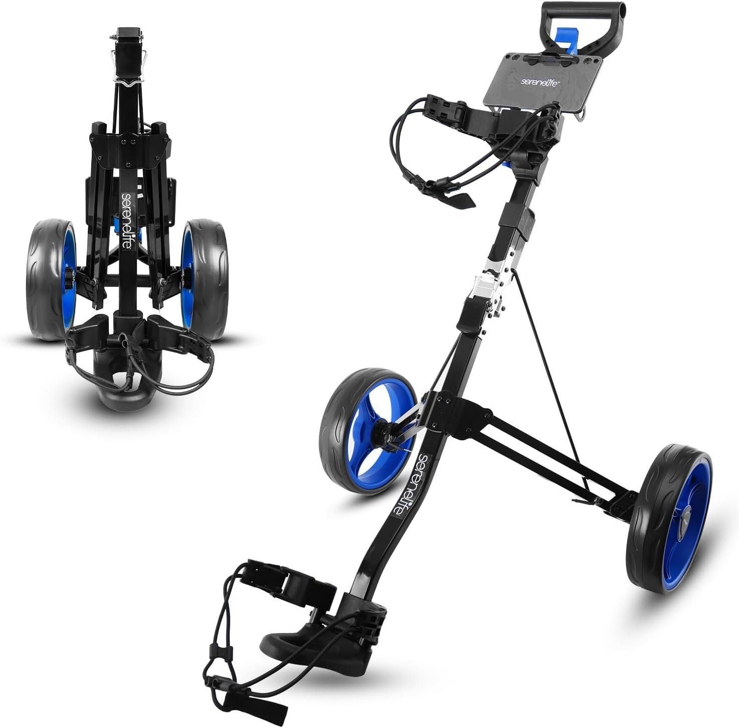 SereneLife 2 Wheel Golf Push Cart – Lightweight, Foldable, Adjustable Handle, Golf Caddy Accessories, Has Scorecard/Cup Holders, Compact for Travel 1 SereneLife 2 Wheel Golf Push Cart – Lightweight, Foldable, Adjustable Handle, Golf Caddy Accessories, Has Scorecard/Cup Holders, Compact for Travel