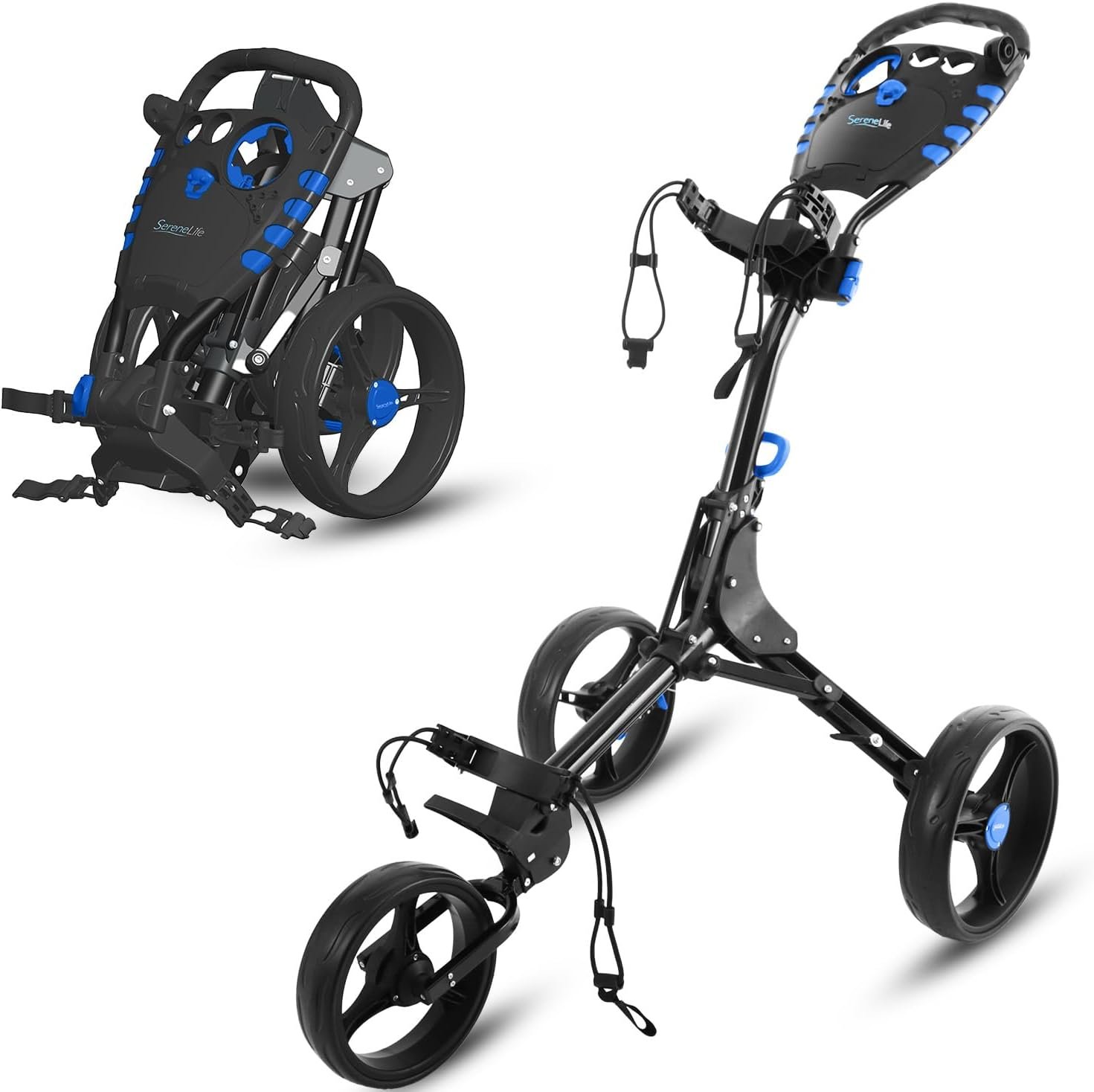 SereneLife 3 Wheel Golf Push Pull Cart – Lightweight, Foldable, Bag Holder with Adjustable Handle, Caddy Accessories, Compact Folding Golf Trolley for Travel 1 SereneLife 3 Wheel Golf Push Pull Cart – Lightweight, Foldable, Bag Holder with Adjustable Handle, Caddy Accessories, Compact Folding Golf Trolley for Travel