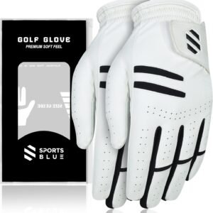 Sports Blue Premium Golf Gloves - All Weather Breathable Gloves, Soft Feel | 2-Pack