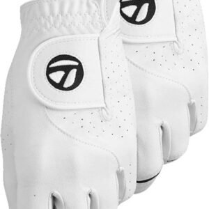 TaylorMade Golf STRATUS TECH GLOVE 2-PACK (WHITE, LEFT HAND, MEDIUM), WHITE(MEDIUM, WORN ON LEFT HAND)