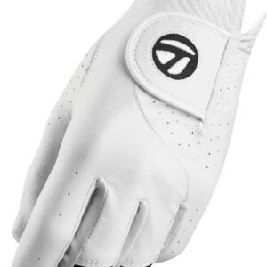TaylorMade Golf STRATUS TECH GLOVE (WHITE, LEFT HAND, MEDIUM), WHITE(MEDIUM, WORN ON LEFT HAND)