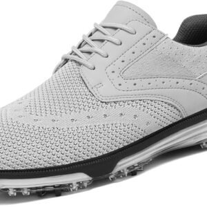 ULTIANT Men's Golf Shoes Fixed Nailless Sole Lightweight Breathable Spikeless Outdoor Footwear Size7.5-13