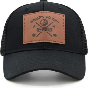 World's Okayest Golfer Hat, Funny Golf Gifts, Adjustable Embroidered Golf Trucker Hat for Men Black