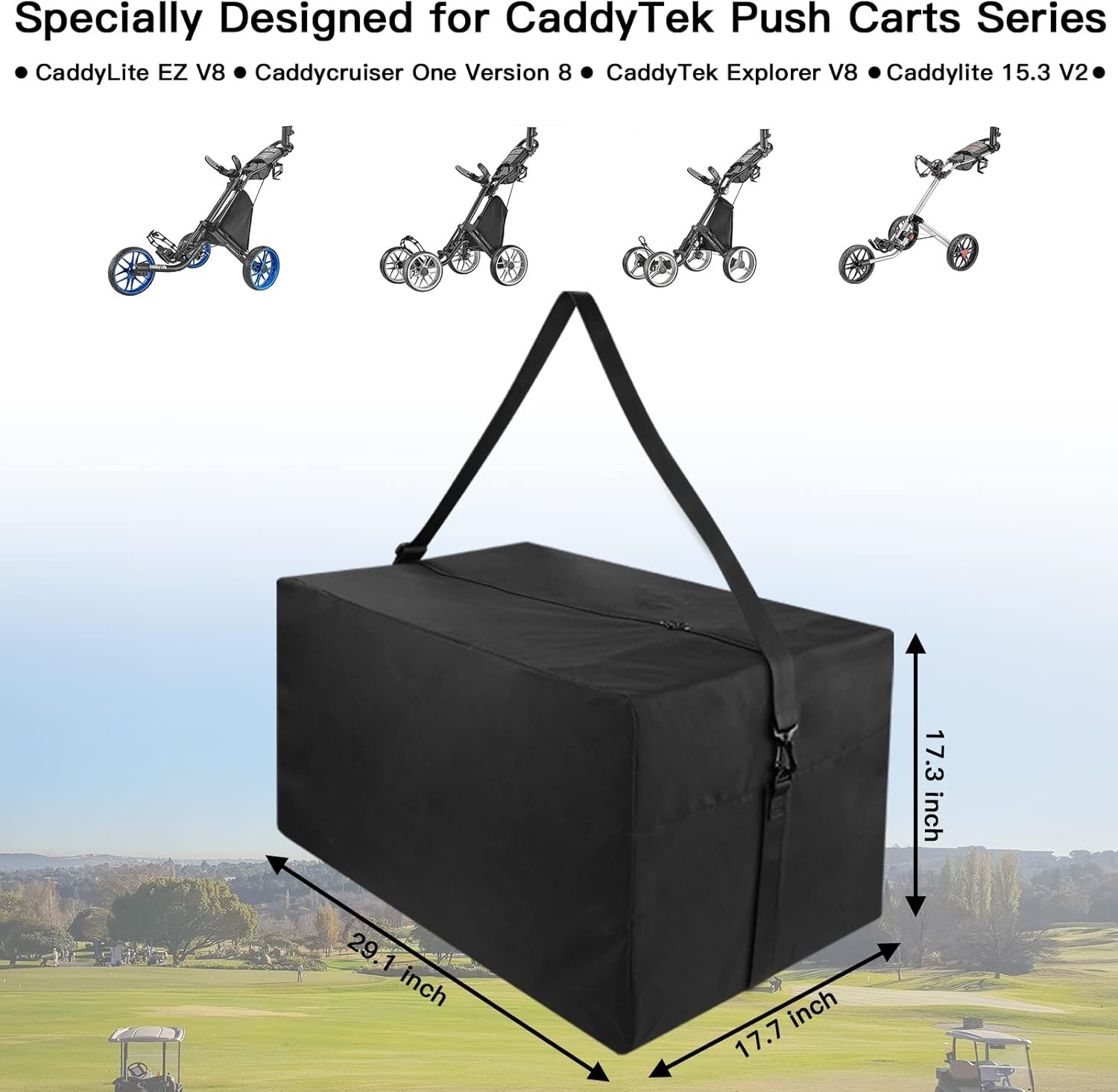 Xxerciz Golf Push Cart Bag for Caddytek, 3 Wheel Folding Carry Bag, Lightweight Carts Replacement Bag with Adjustable Straps Large Capacity 2 Xxerciz Golf Push Cart Bag for Caddytek, 3 Wheel Folding Carry Bag, Lightweight Carts Replacement Bag with Adjustable Straps Large Capacity - Image 2