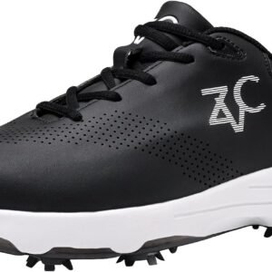ZVC Golf Shoes Men with Spikes Non-Slip Water-Resistant Lightweight Breathable Professional Spiked Footwear Outdoor